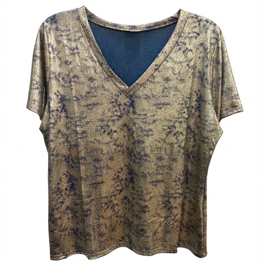 Free Kisses · ShortSleeve Top · 1X/2X · GoldBlue