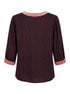 Boden · 3/4 Sleeve Velveteen Trim Blouse · Small · Burgundy Pink Floral Print