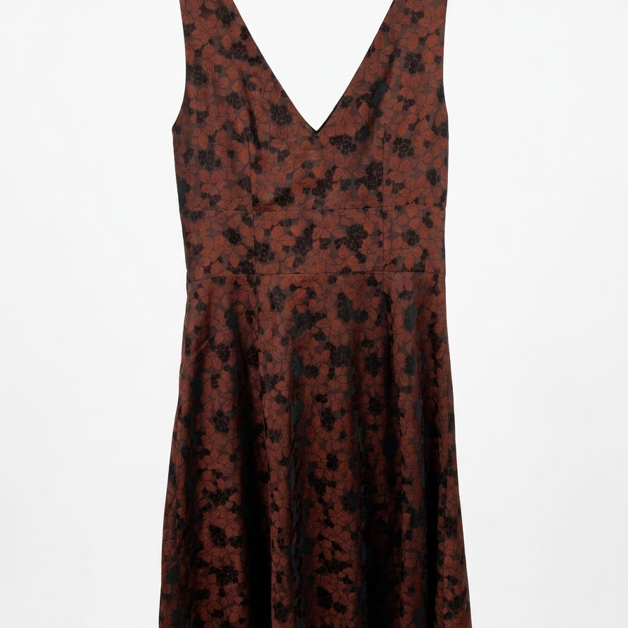 LOFT · Floral Print Lined Dress · 10 · BrownBlack