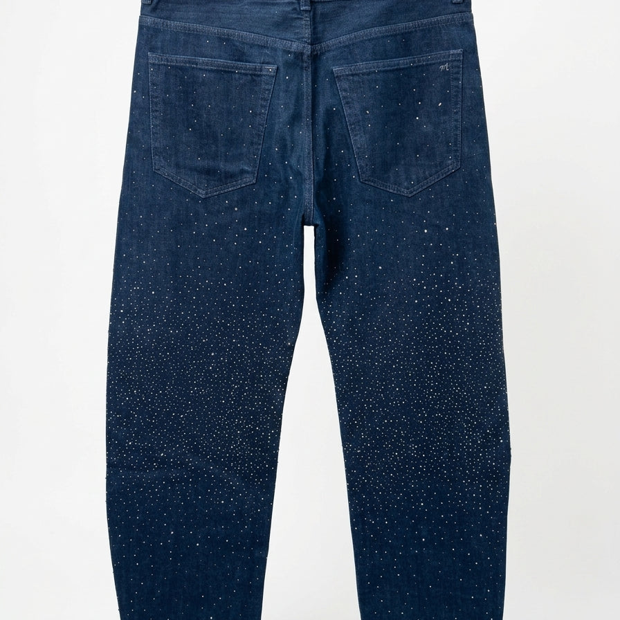 Madewell · Sparkly Bejeweled Balloon Jeans · 12 · Dark Blue