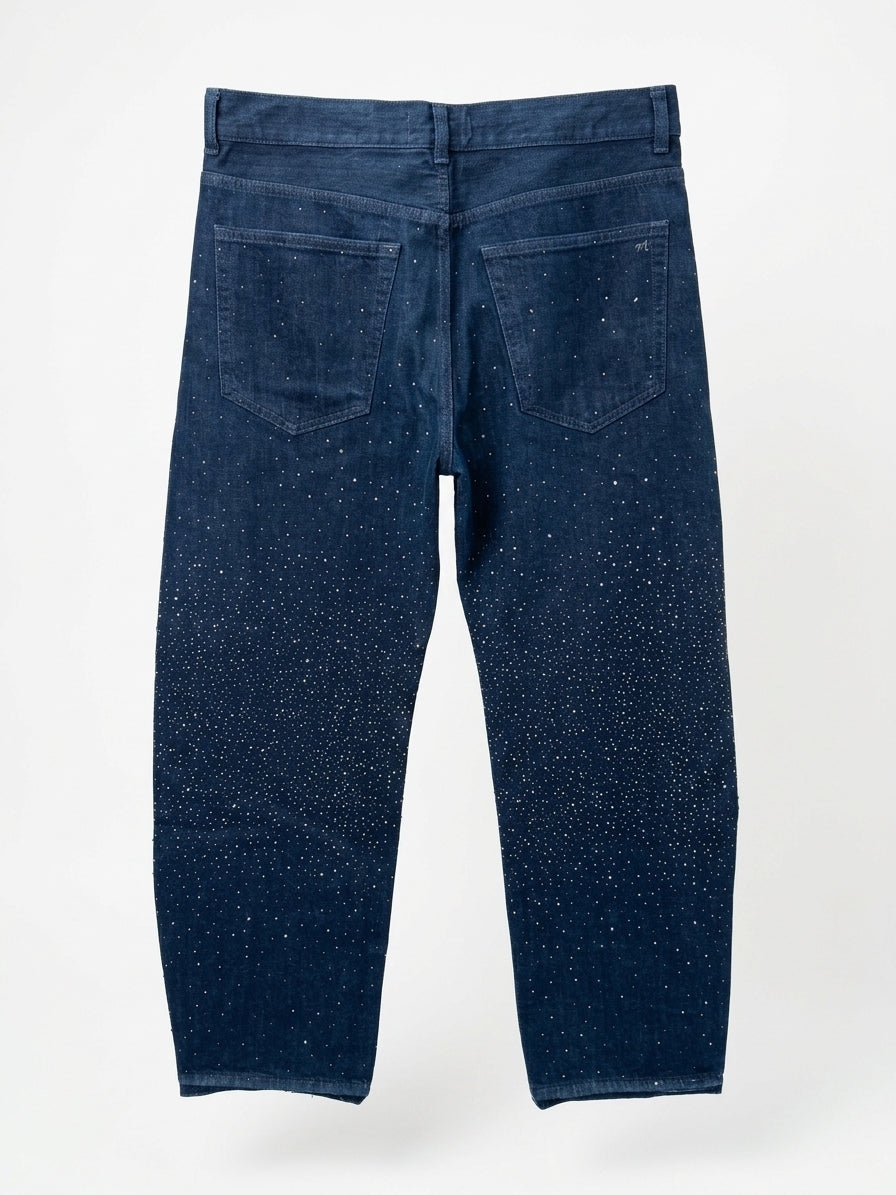 Madewell · Sparkly Bejeweled Balloon Jeans · 12 · Dark Blue