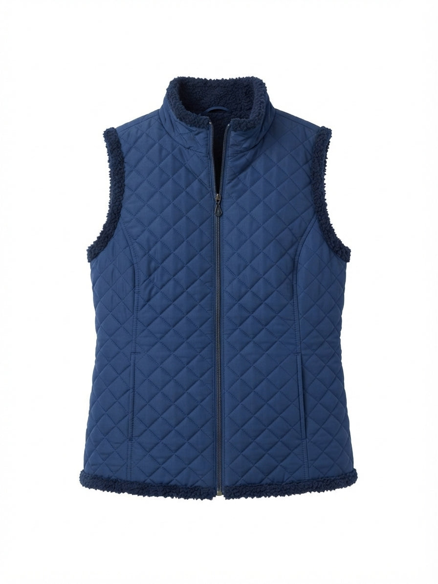 D&Co · Reversible Faux Fur & Quilted Vest · XLarge · Navy