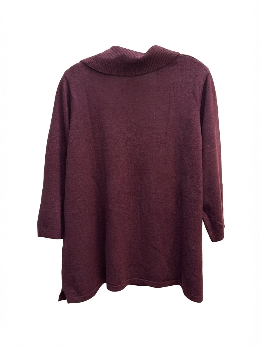 LandsEnd · Split Neck Style · 1X · Burgundy