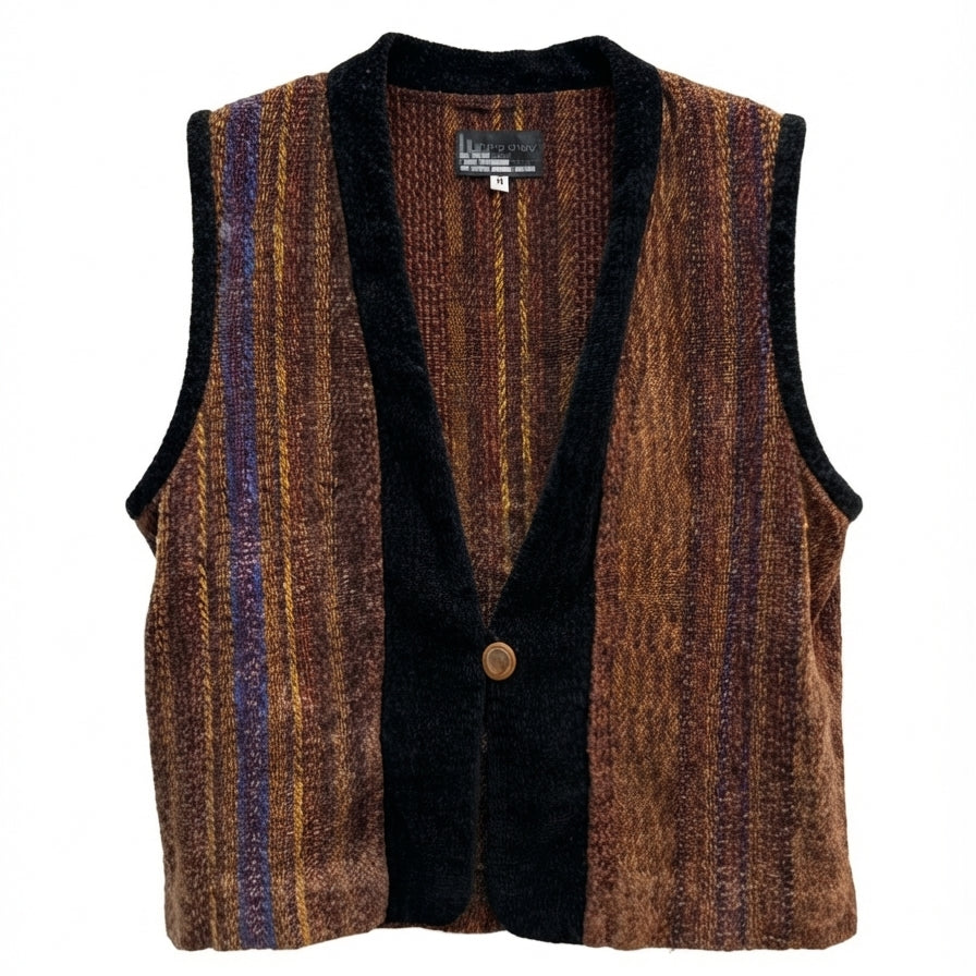 Larna Shaw · Button Up Vest · Medium · Brown/Black