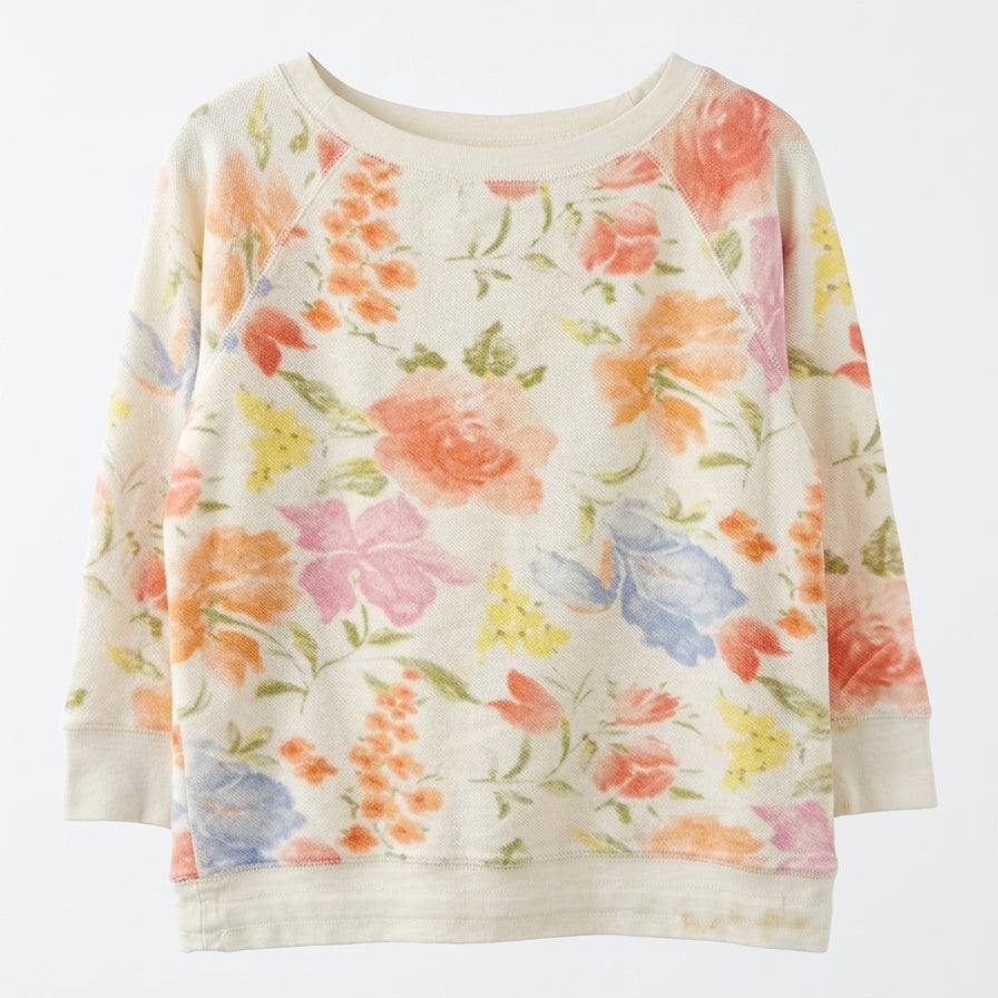 RalphLauren · Drawstring pullover top · Small · Cream Floral