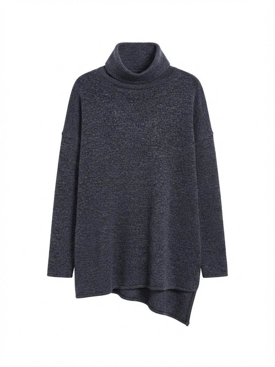 RachelRoy · Turtleneck Tunic Sweater · Medium · NavyGray