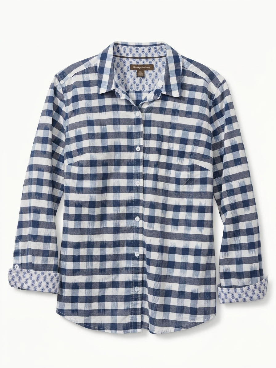 Tommy Bahama · LongSleeve Shirt · Medium · Navy/White