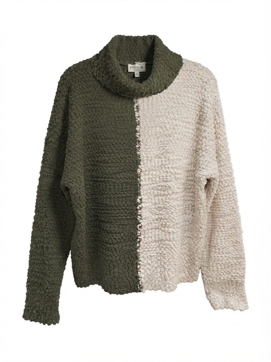 Studio B · CowlDrape · Medium · Half olive half cream