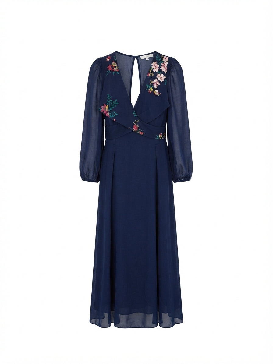 Mistress · Embroidered Maternity Dress · 6 · Navy