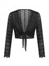 Banzai · Sheer Metallic Tie Front Shrug · L/XL · BlackSilver