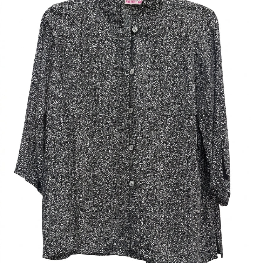 Pink Wheels · 3/4 Sleeve Fashion Top · Small · Blk/White