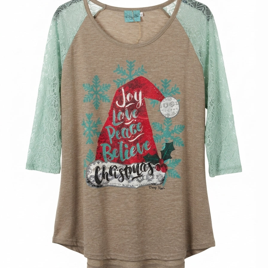 Daisy Rae · Joy Love Peace Believe Christmas · 2X · BeigeMulti