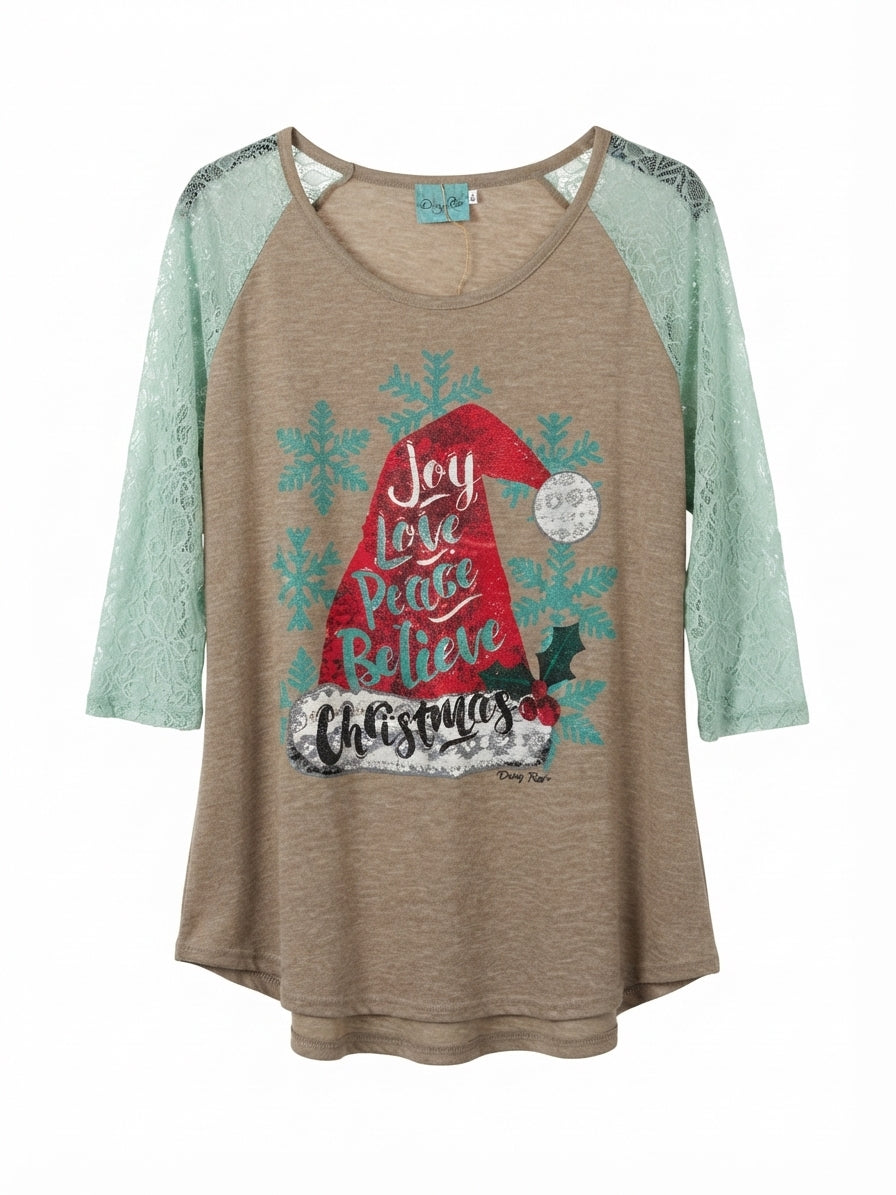 Daisy Rae · Joy Love Peace Believe Christmas · 2X · BeigeMulti