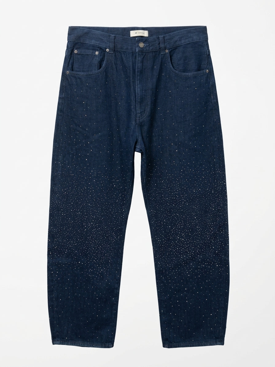 Madewell · Sparkly Bejeweled Balloon Jeans · 12 · Dark Blue