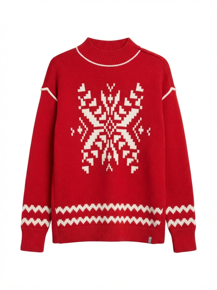 Talbots · Snowflake Mockneck · Medium · Red/White
