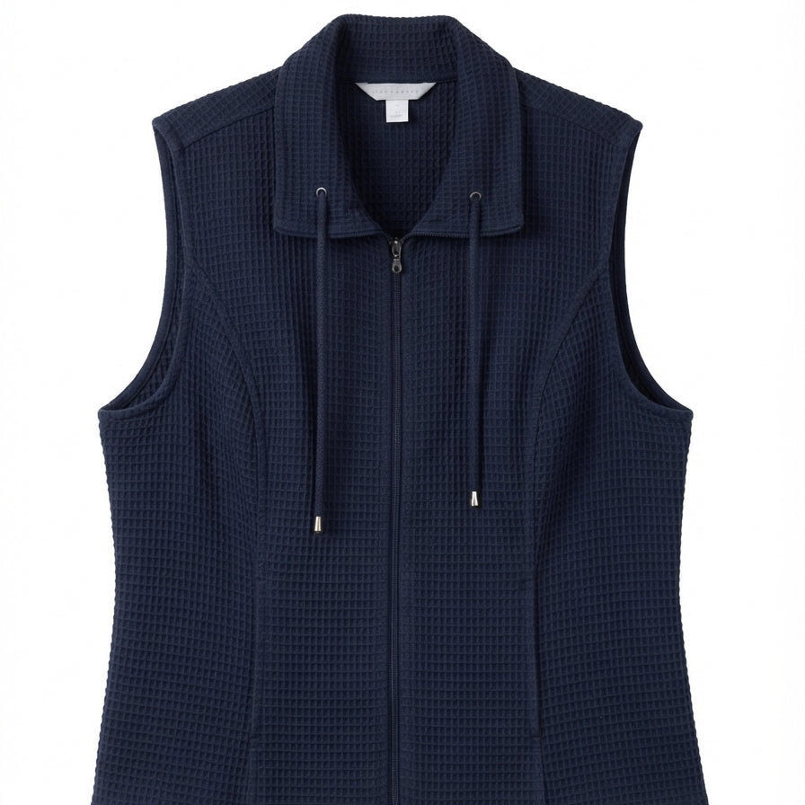 Chris&Banks · Zip Up Vest Waffled texture · XLarge · Navy
