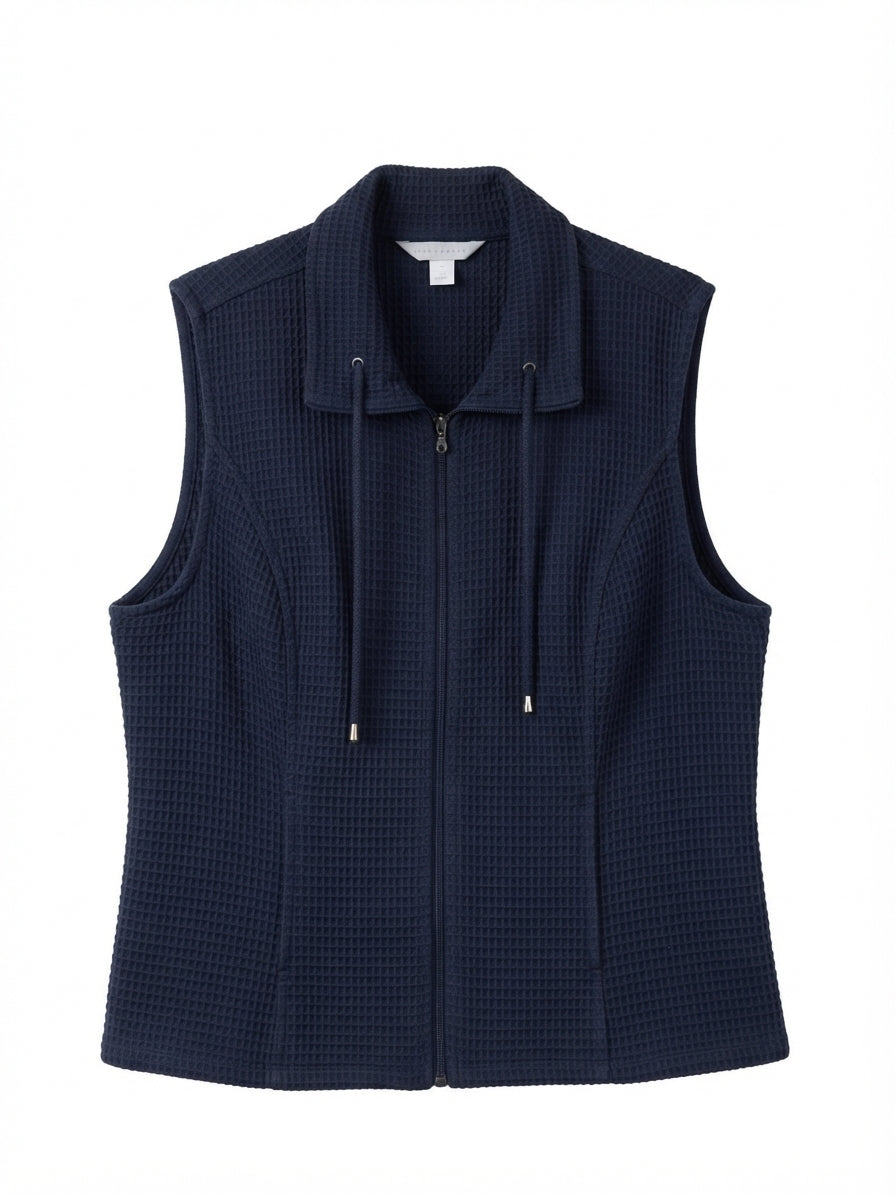 Chris&Banks · Zip Up Vest Waffled texture · XLarge · Navy