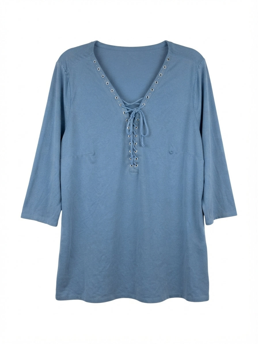 Style&Co · Grommet Lace Up Top · L/XL · Sky
