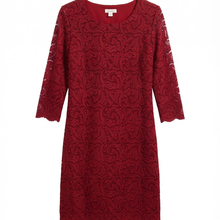 Garnet Hill · Red Lace Overlay · 8 · Red
