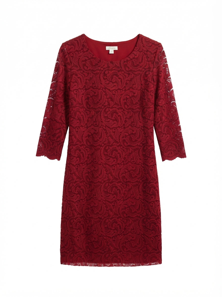 Garnet Hill · Red Lace Overlay · 8 · Red