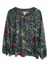 Chris&Banks · Balloon Sleeve Ivy Floral Smocked Hidden Snowflakes · Medium Petite · Dark Green Multi