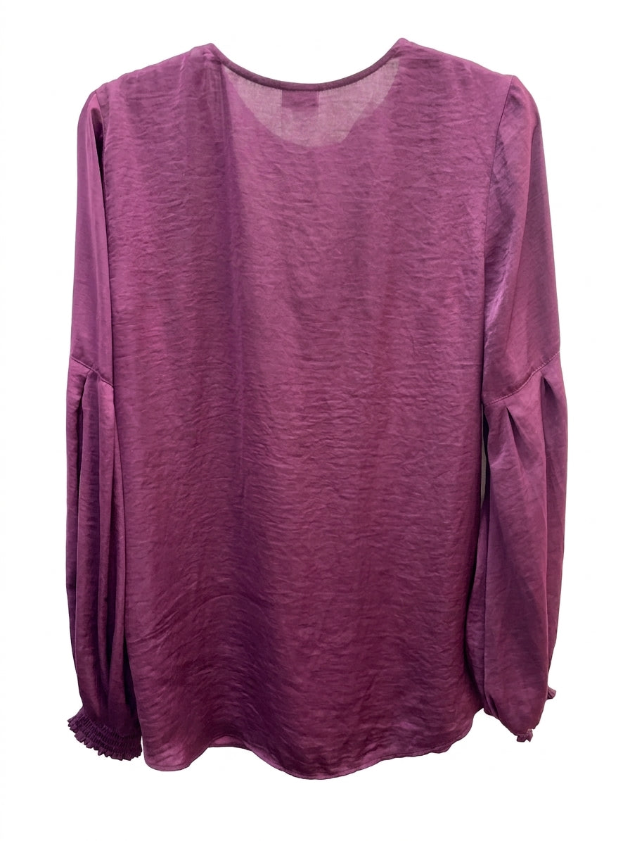CAbi · The Beguile Blouse · Medium · Aubergine