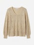 LizClaiborne · Picot Knit · Large · Beige/Gold Metallic Sparkly