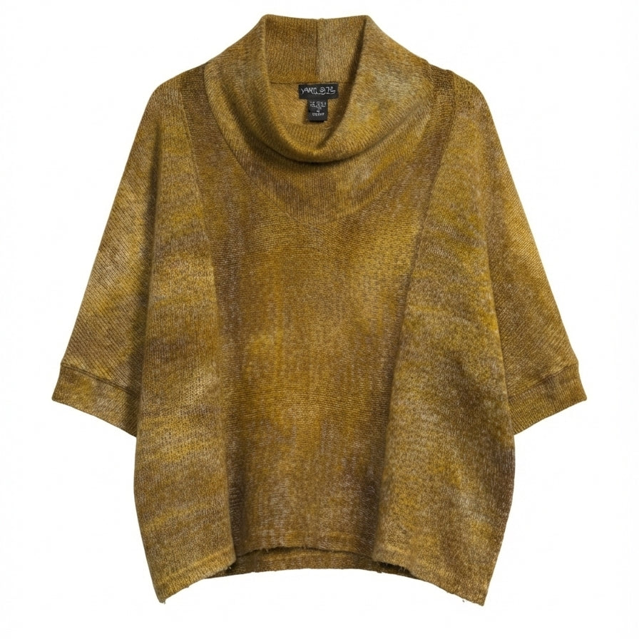 Yarn Art · Cowlneck Lightweight Marled Knit Sweater · Medium · Dijon