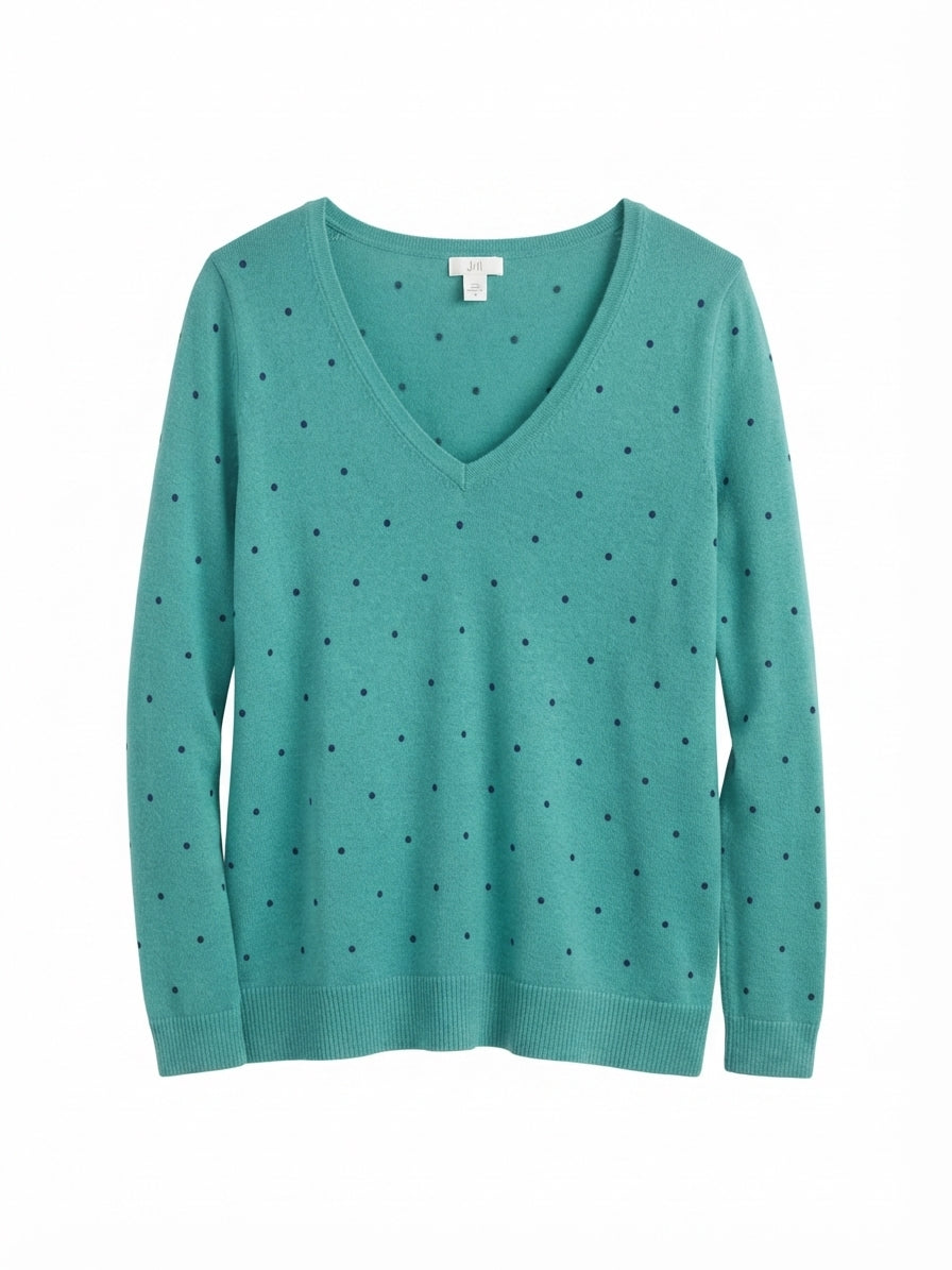 J.Jill · V-Neck Polka Dot · Medium · Teal