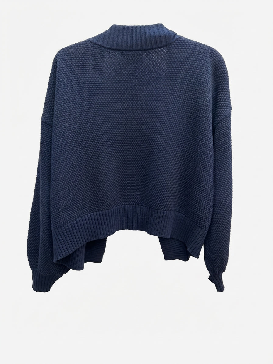 Quince · Open Drape Cardigan · Medium · Navy