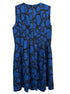 Anne Klein · Sleeveless Dress with Pleated Detail and Circle Pattern · 12 · Blue/Black