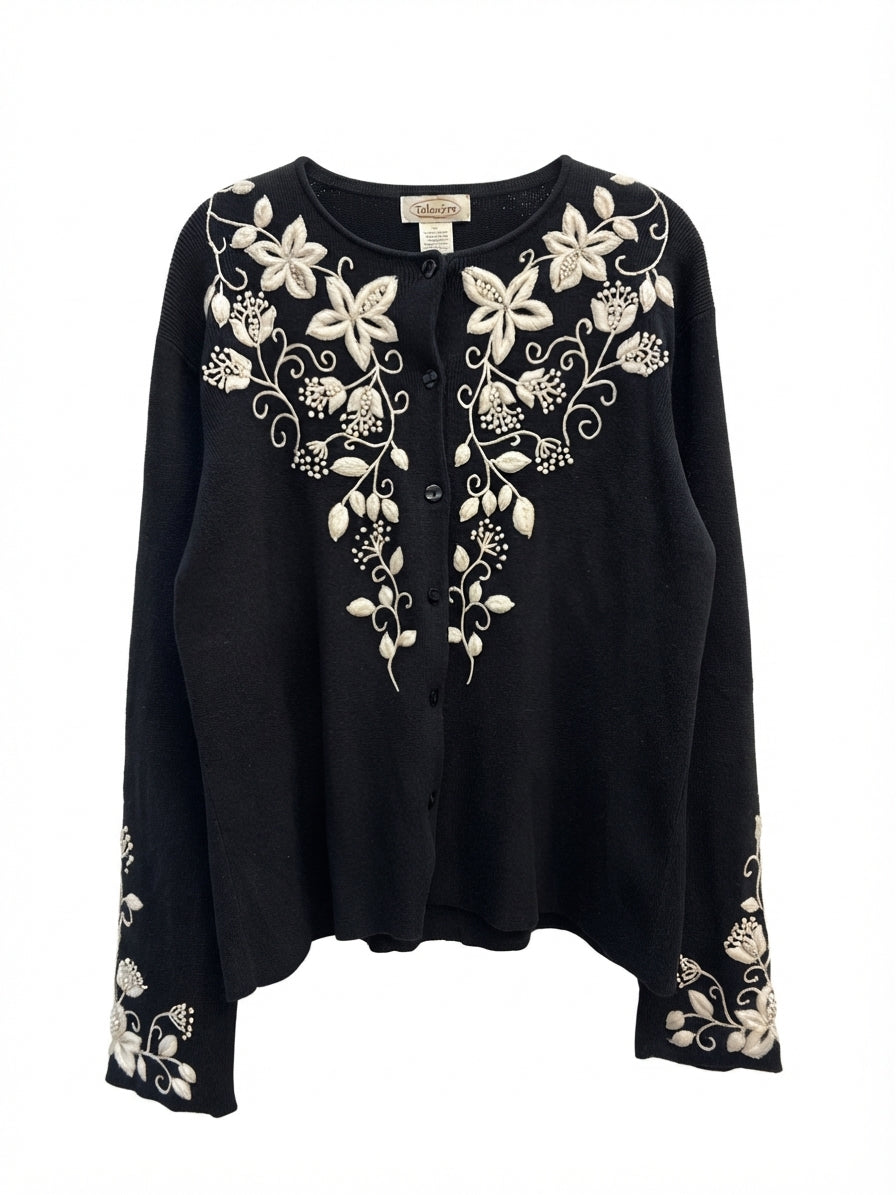 Talbots · Button Up Cardigan · Large · Black