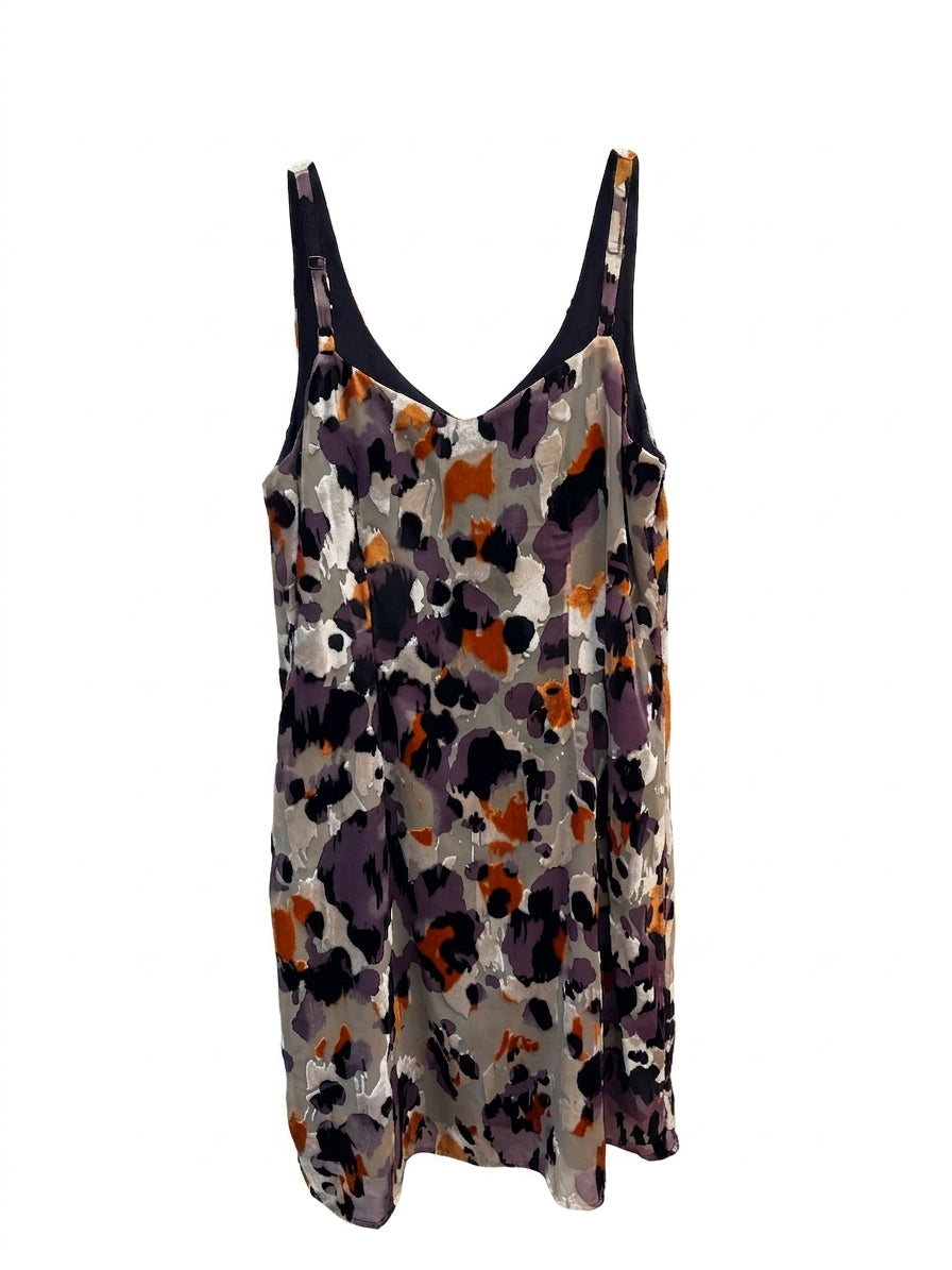 CAbi · #3514 Radiant Burnout Velvet Tank Dress · Medium · Cream Multi Burnout