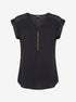 Express · Cap Sleeve Top with Zipper Detail · Small · Black