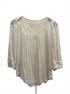 EAM · Lace Overlay 3/4 Sleeve Blouse · M · Ecru