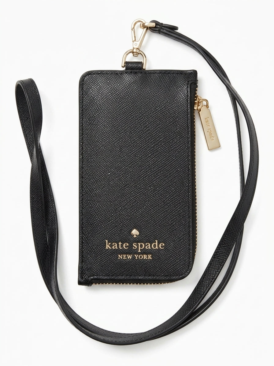 Kate Spade New York · Serafino Leather Card Case Lanyard · Lanyard · Black