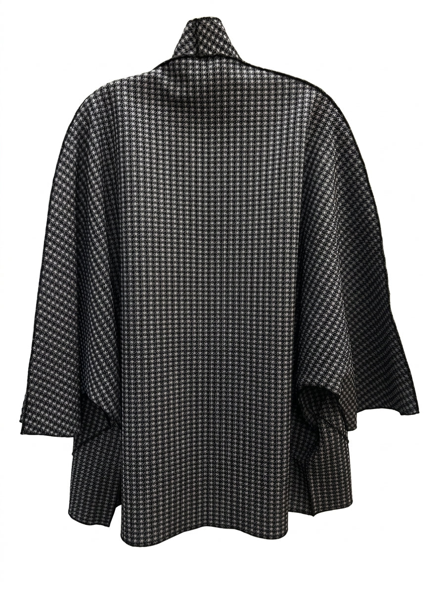 The Clothes Rack · Open Drape Cardigan · 1X/2X · Black and White Houndstooth