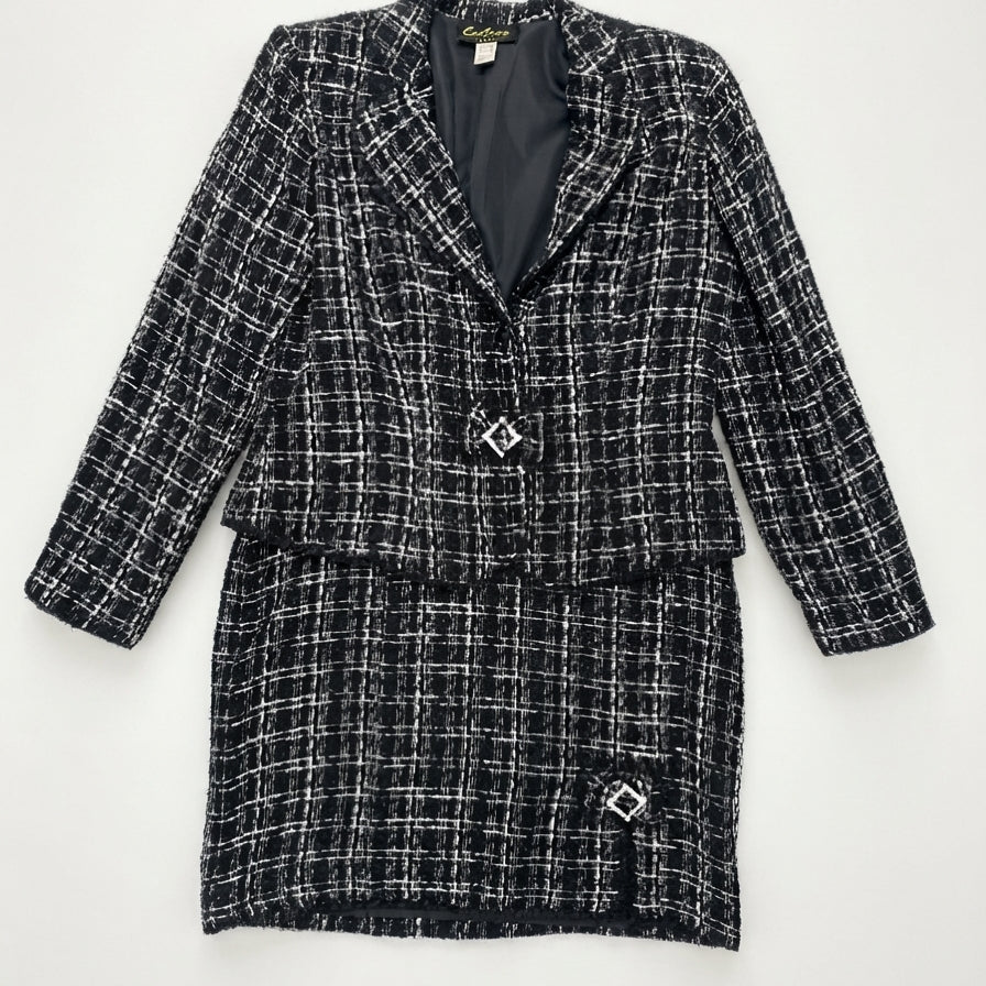 Cartise · 2PC Skirt/Blazer Set · 10 · Black/White