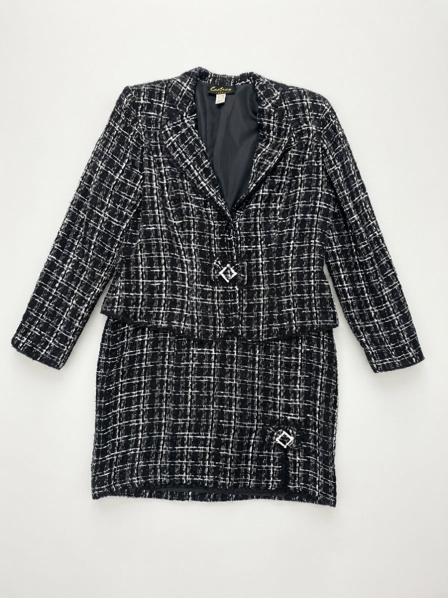 Cartise · 2PC Skirt/Blazer Set · 10 · Black/White