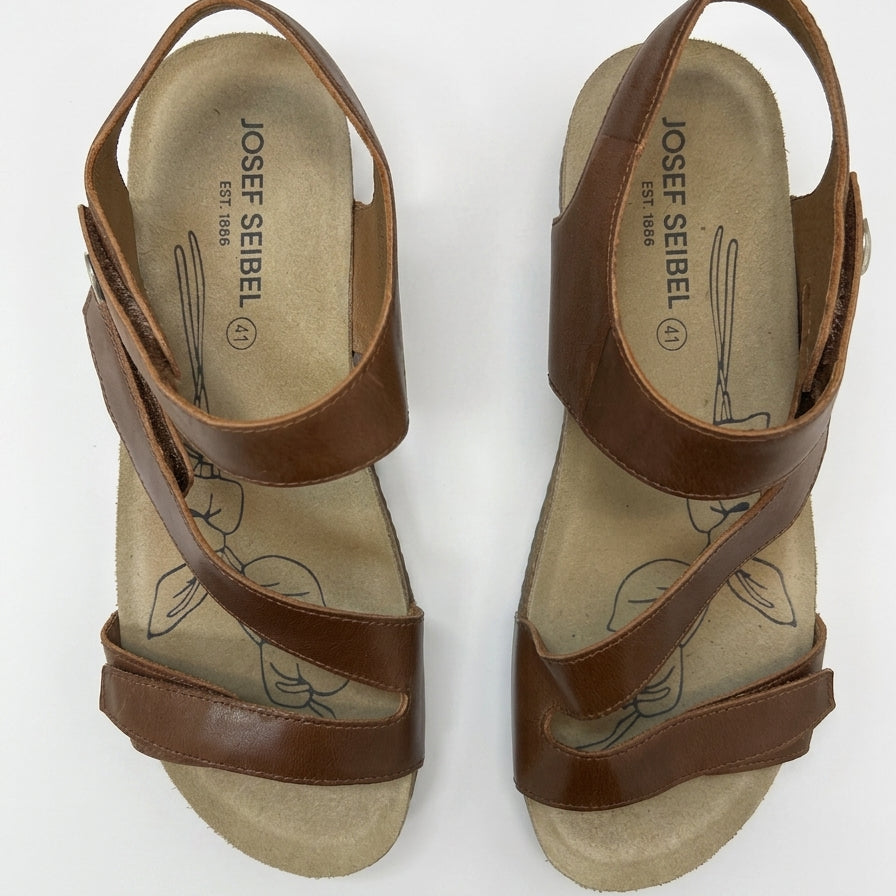 Josef Seibel · Tonga Strap Sandals · 10 · Brown Leather