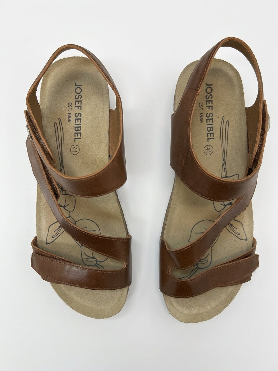 Josef Seibel · Tonga Strap Sandals · 10 · Brown Leather