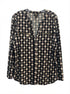 JMCollection · BlackCream Floral Split Neck · 1X · BlackCream