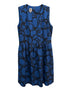Anne Klein · Sleeveless Dress with Pleated Detail and Circle Pattern · 12 · Blue/Black