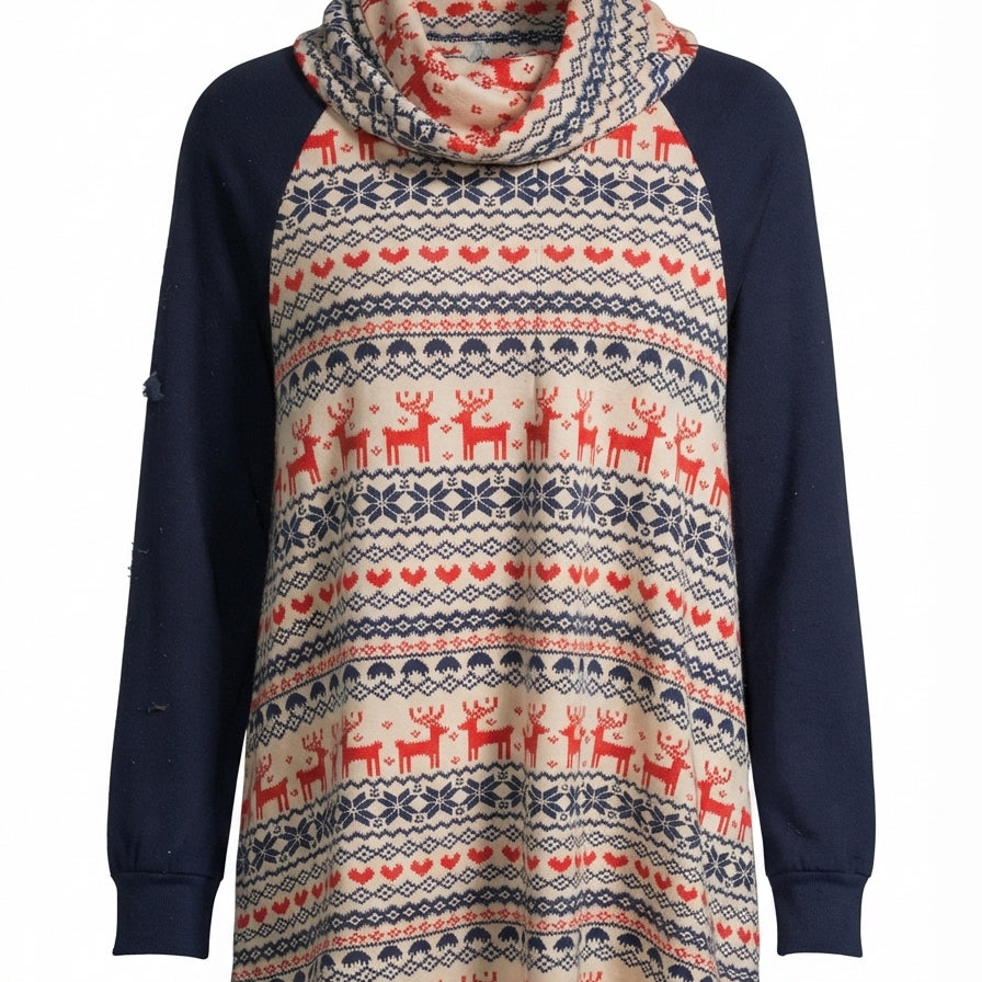 Bloomchic · Nordic Reindeer & Snowflakes · Large · Navy/Red