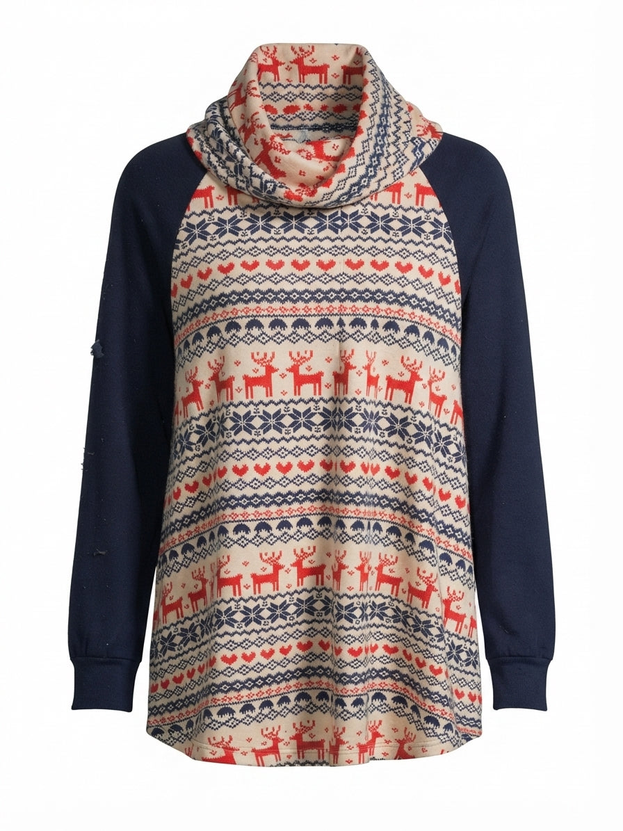 Bloomchic · Nordic Reindeer & Snowflakes · Large · Navy/Red