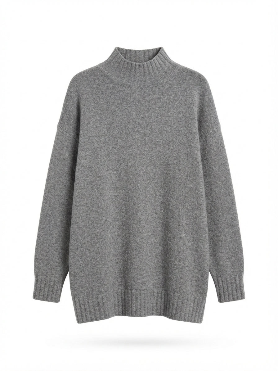 H&M · Mockneck Tunic Sweater · Large · Gray