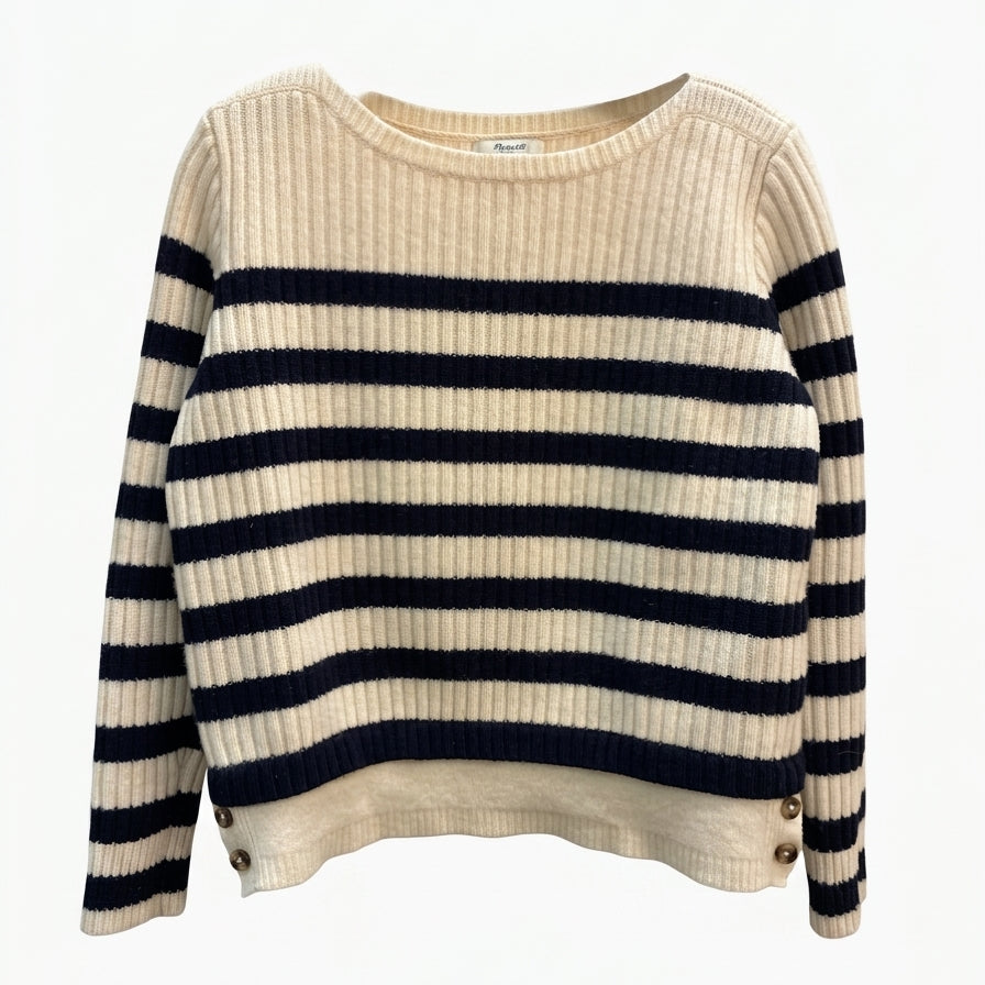 Madewell · Boatneck Striped Sweater · Medium · CreamBlk