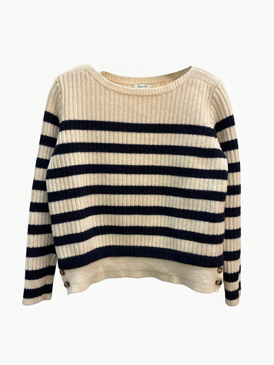Madewell · Boatneck Striped Sweater · Medium · CreamBlk
