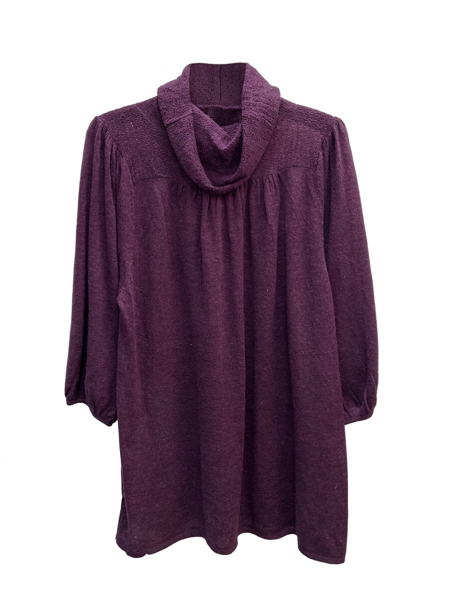 Kensie · Tunic cowl drape 3/4 sleeve · Large · Plum