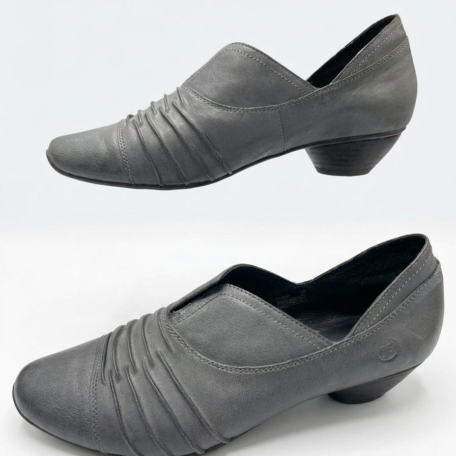 JosefSeibel · Tina Ruched Leather Slip On Shoe · 9.5 · Gray